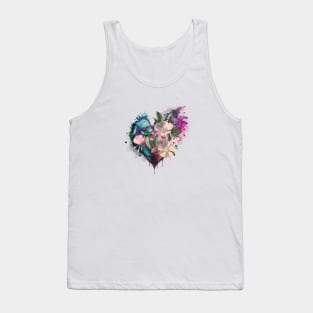 Pink Floral Heart with Humminbird Tank Top
